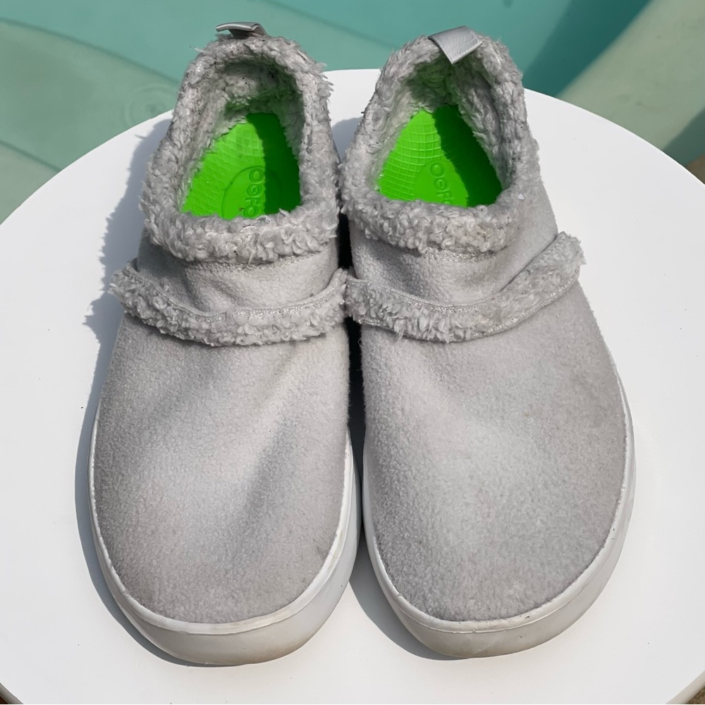 OOFOS OOCoozie Women’s Gray Sherpa Comfort Sport Recovery Slip On Shoes Size 10